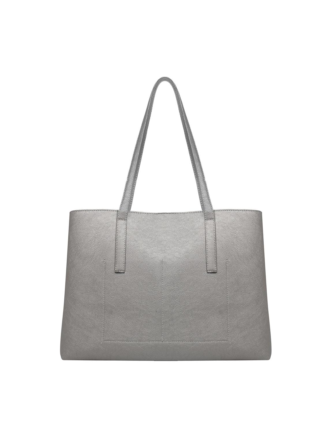 silver leatherette (pu) handbag - 17466725 - Standard Image - 1