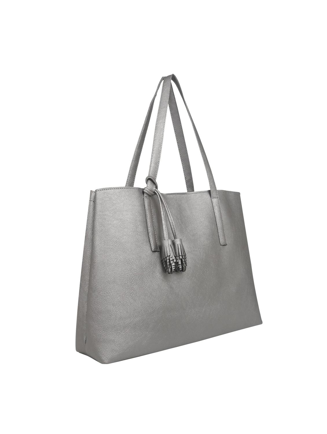 silver leatherette (pu) handbag - 17466725 - Standard Image - 4