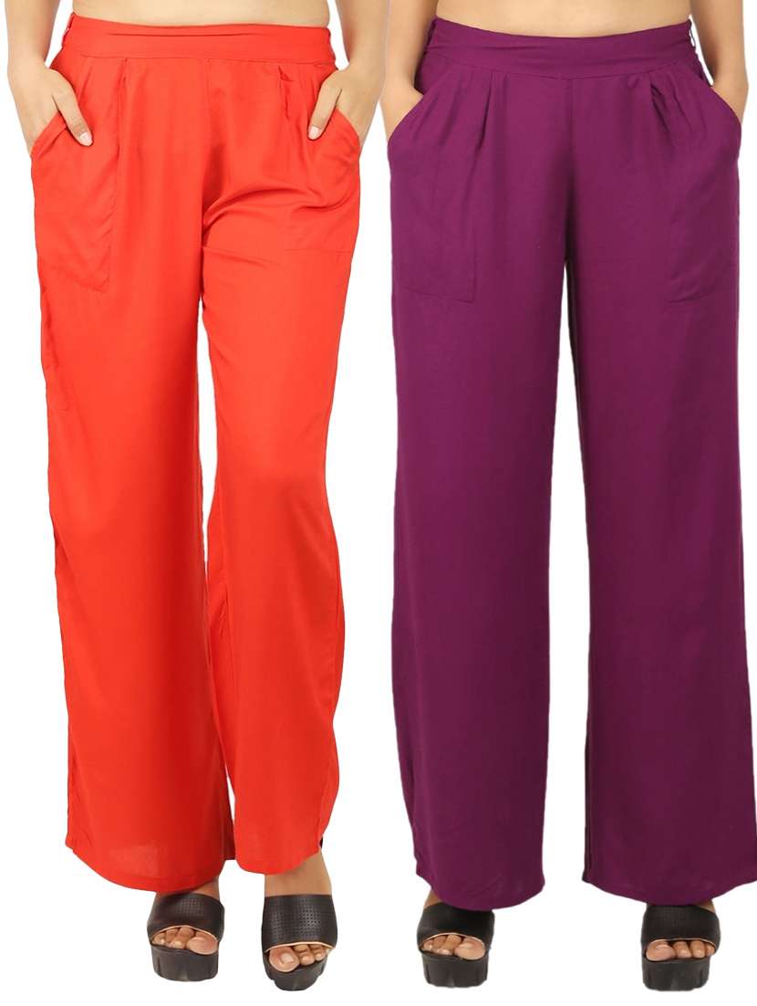 set of 2 solid palazzo