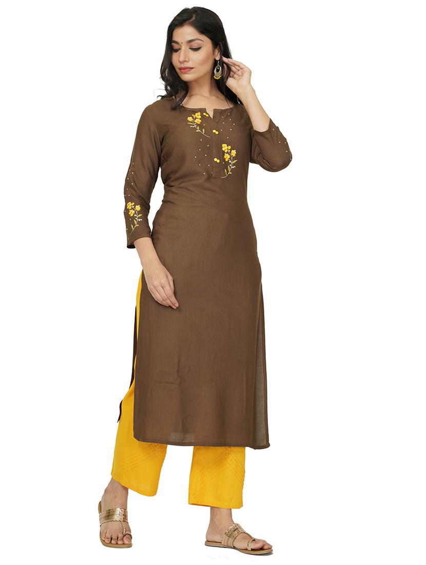 green rayon straight kurta - 17466940 - Standard Image - 1