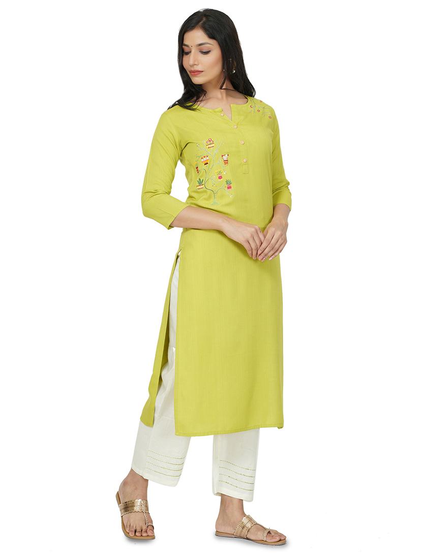 embroidered straight kurta - 17466943 - Standard Image - 1