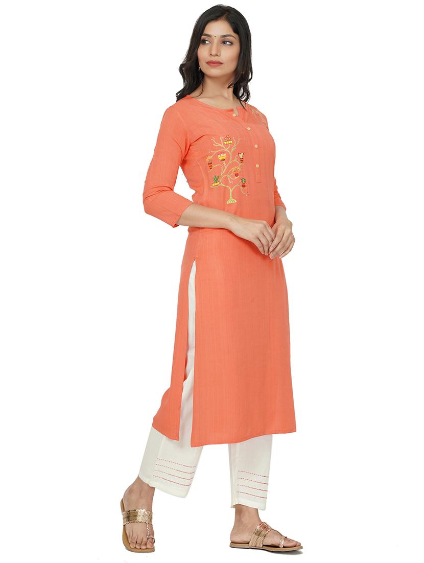 embroidered straight kurta - 17466944 - Standard Image - 1