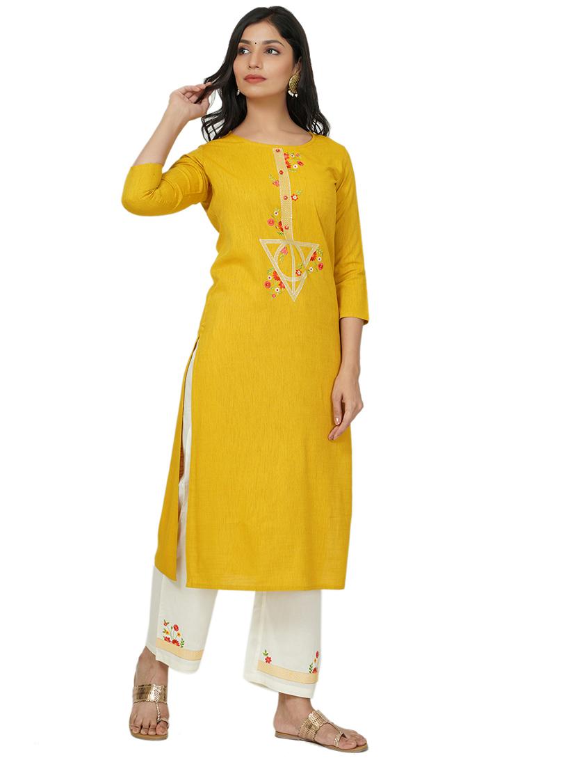 embroidered straight kurta - 17466946 -  Standard Image - 1