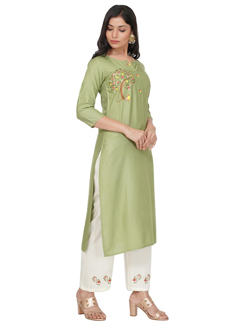 embroidered straight kurta - 17466949 -  Standard Image - 1