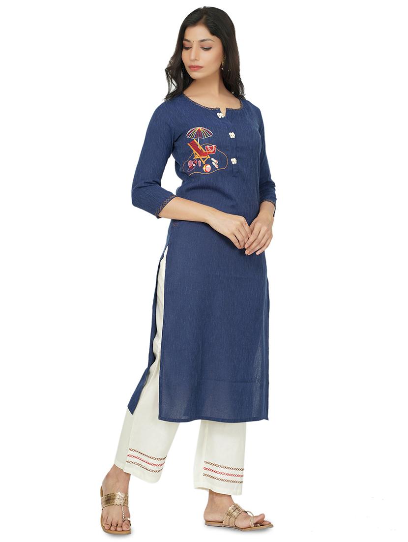 embroidered straight kurta - 17466961 -  Standard Image - 1