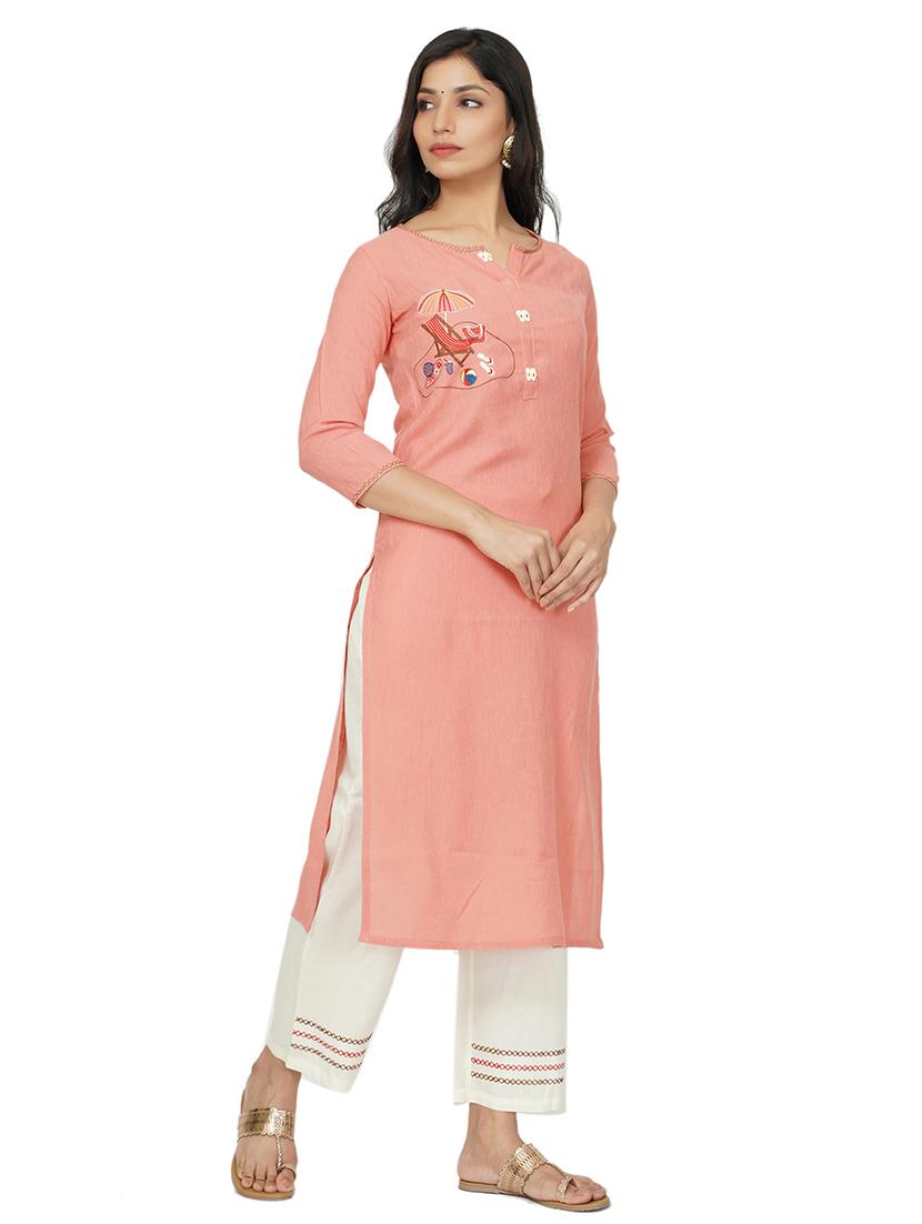 embroidered straight kurta - 17466962 - Standard Image - 1