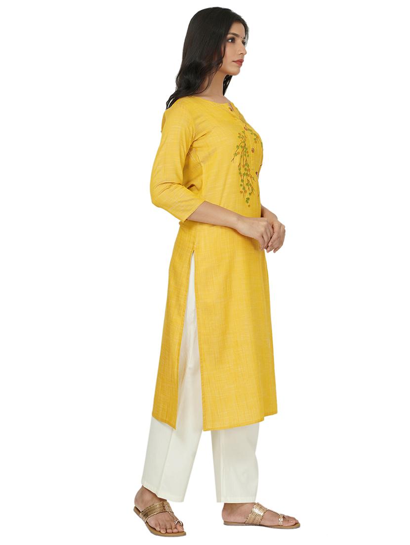 embroidered straight kurta - 17466968 -  Standard Image - 1