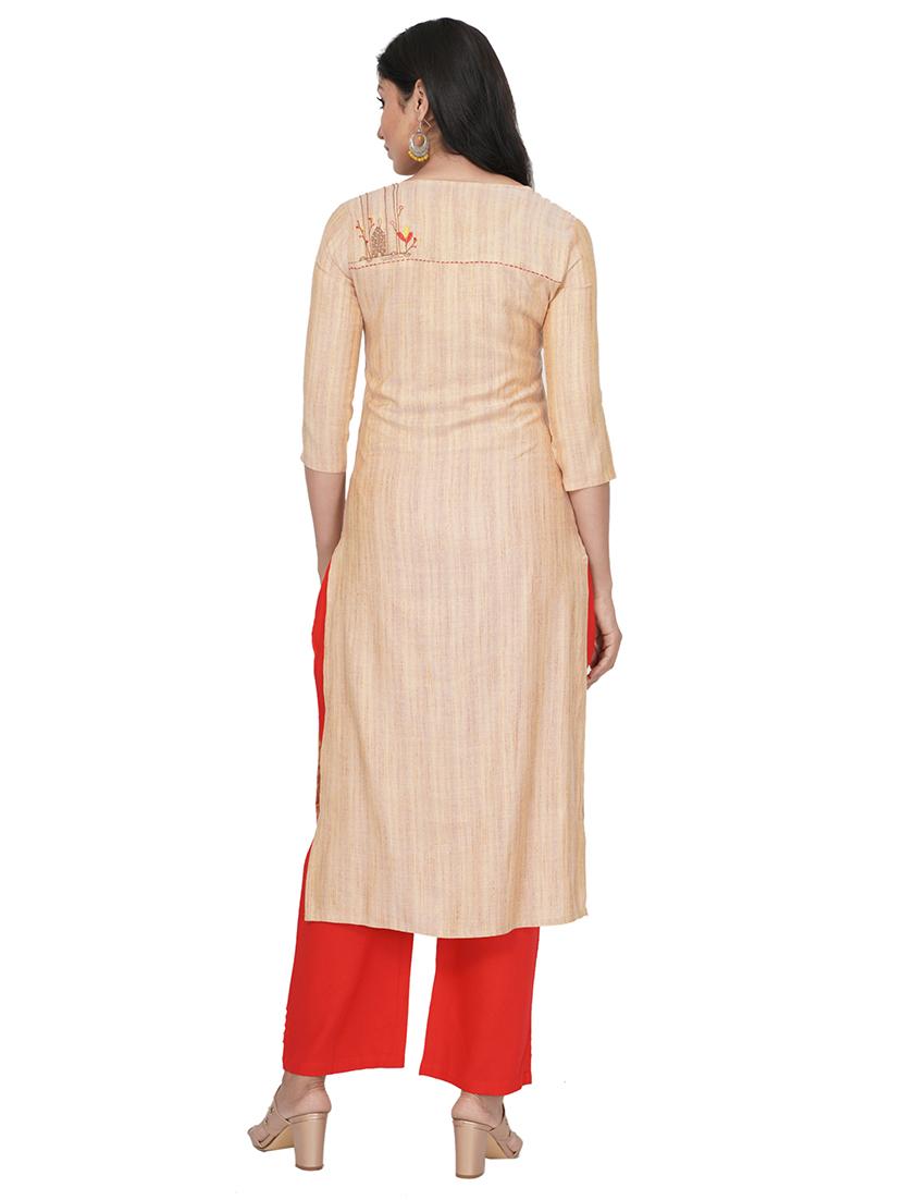 embroidered straight kurta - 17466973 -  Standard Image - 1