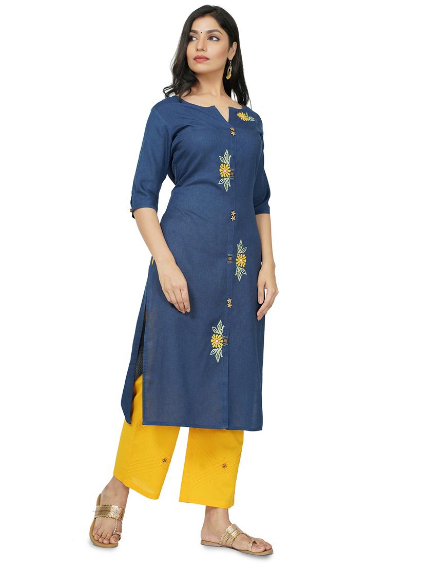embroidered straight kurta - 17466995 - Standard Image - 1