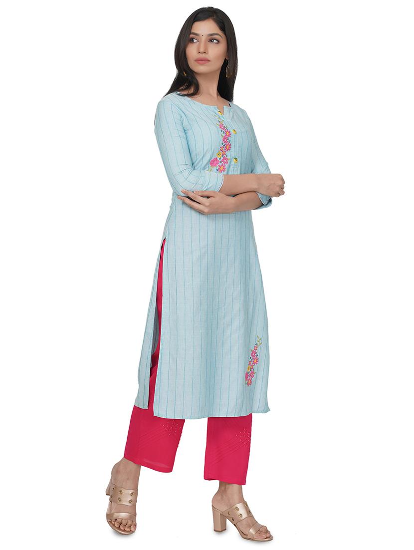 embroidered straight kurta - 17466998 -  Standard Image - 1