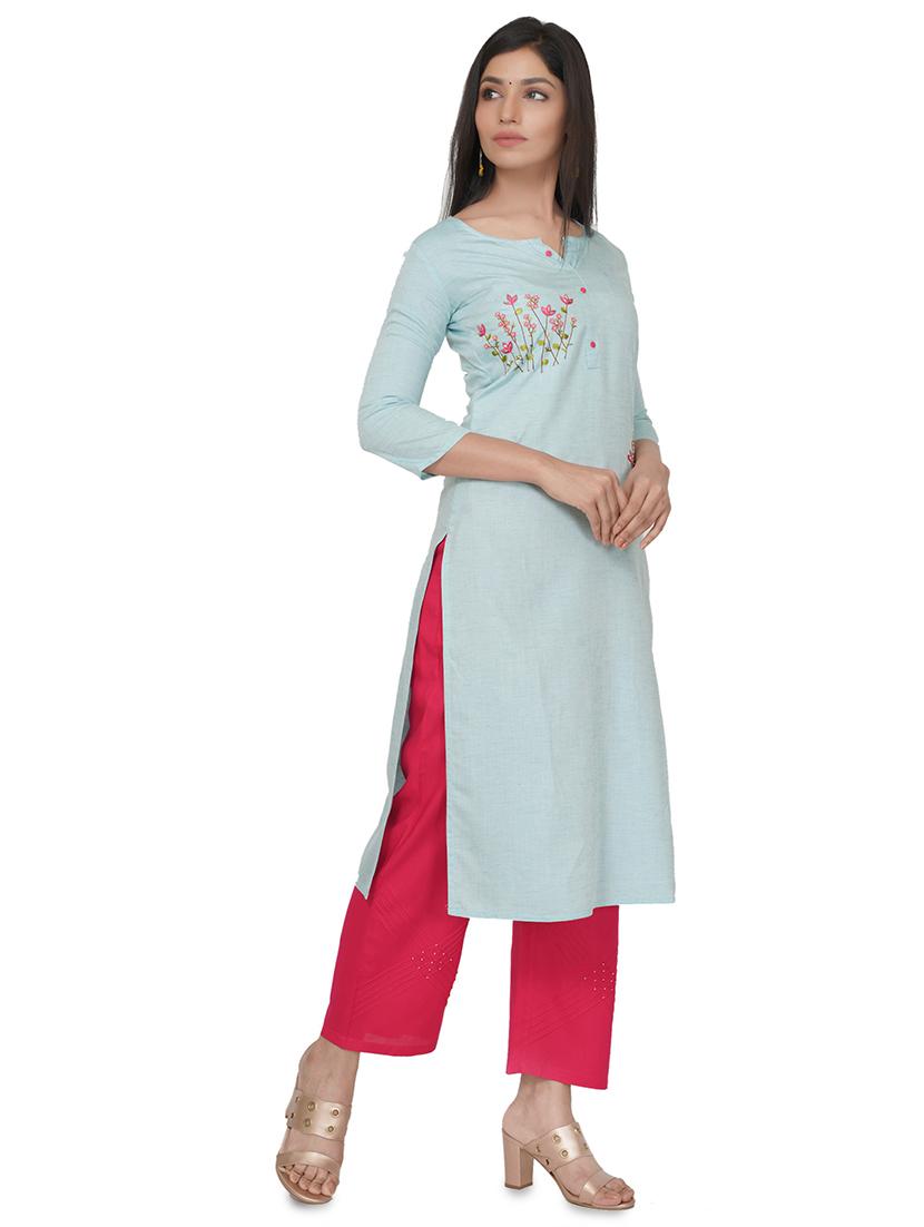 embroidered straight kurta - 17467000 -  Standard Image - 1