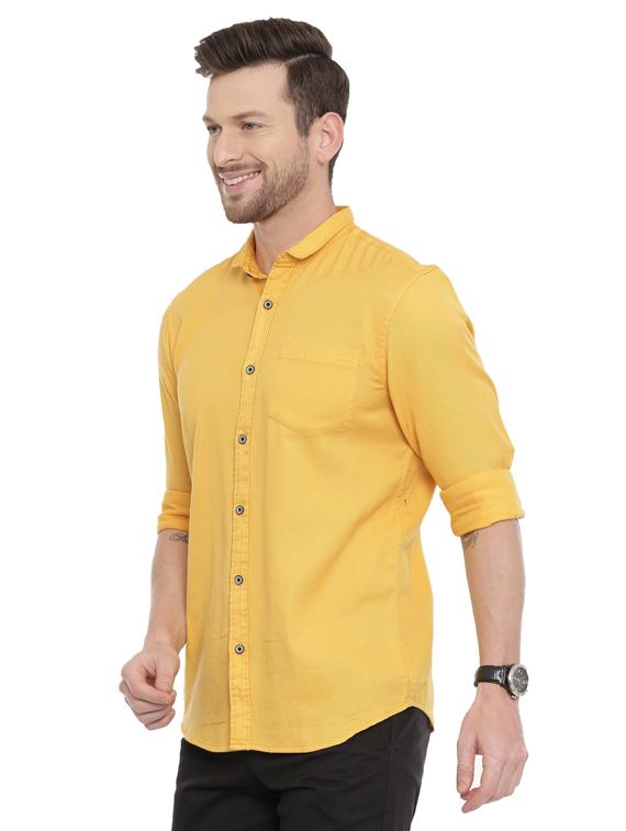 yellow solid casual shirt - 17468083 - Standard Image - 1