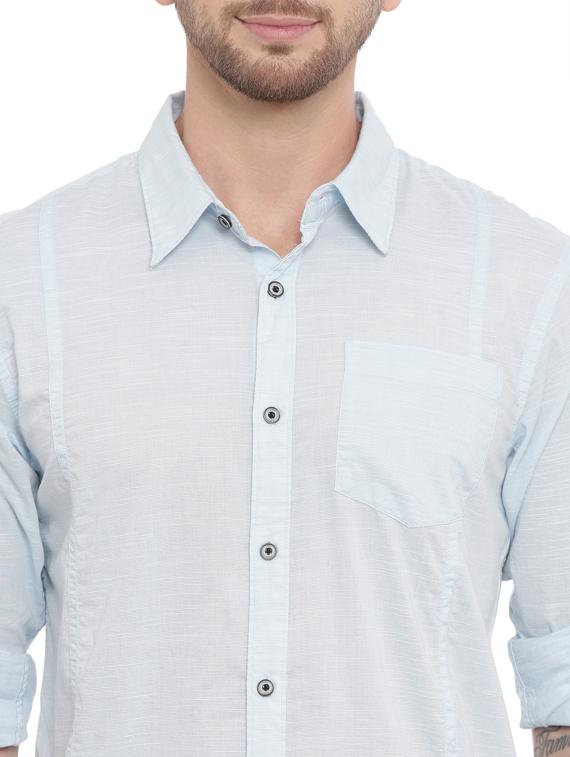 light blue solid casual shirt - 17468084 - Standard Image - 4