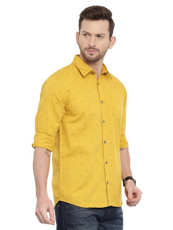 mustard printed casual shirt - 17468093 - Standard Image - 1