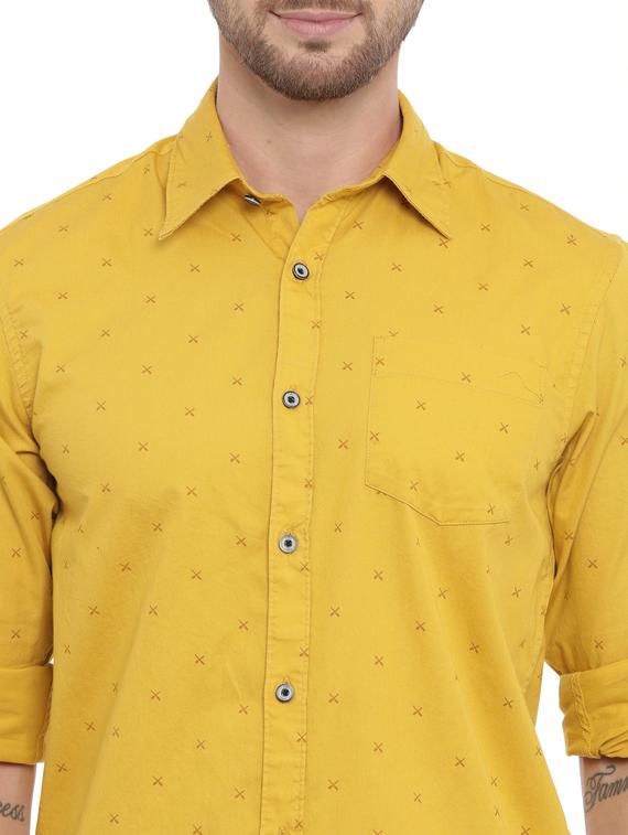 mustard printed casual shirt - 17468093 - Standard Image - 4