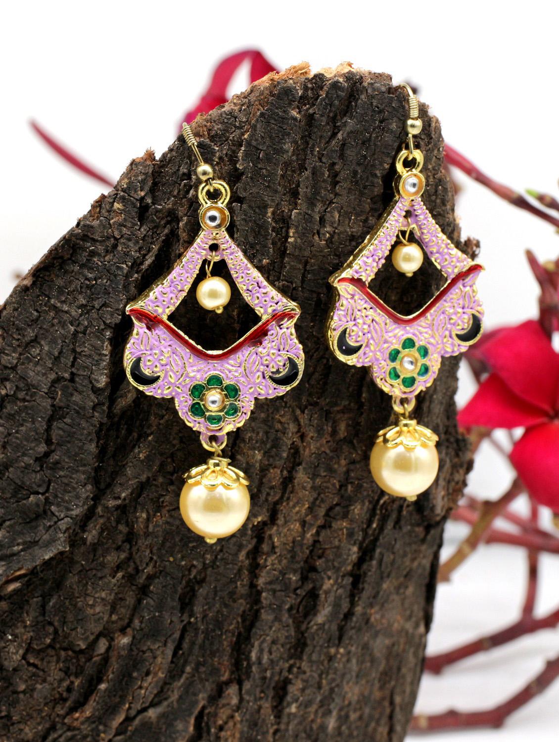 purple gold plated chandballi earring - 17468191 - Zoom Image - 0
