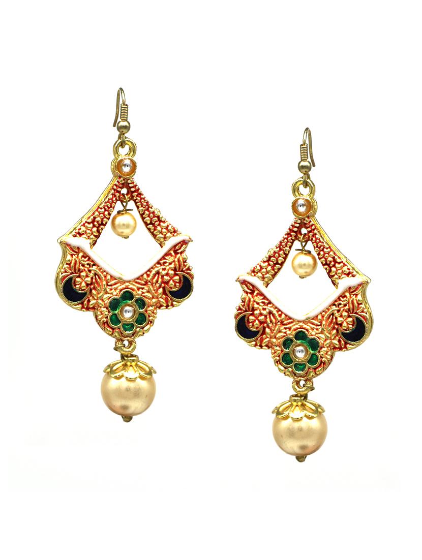 red gold plated chandballi earring - 17468192 -  Standard Image - 1