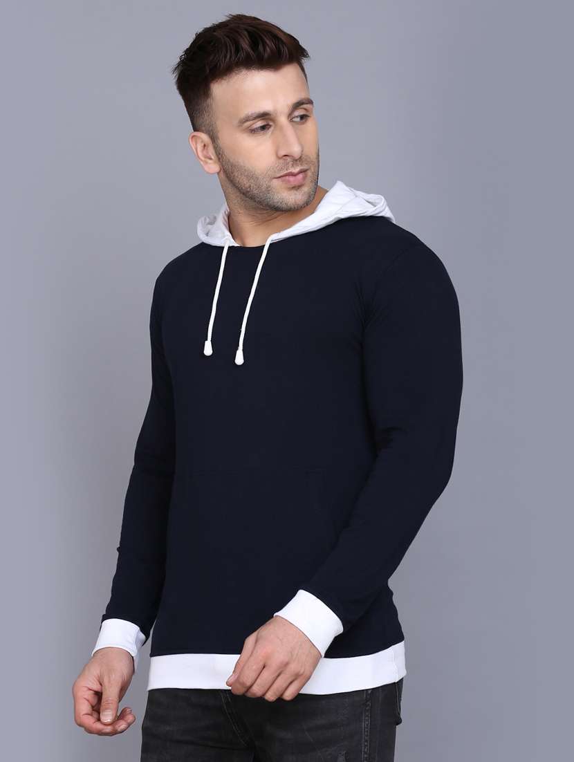 navy blue cut & sew hooded t-shirt - 17468577 -  Standard Image - 1