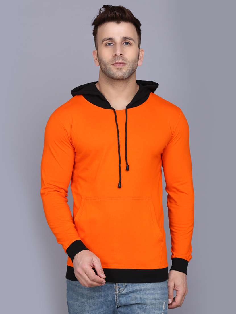 orange solid hooded t-shirt