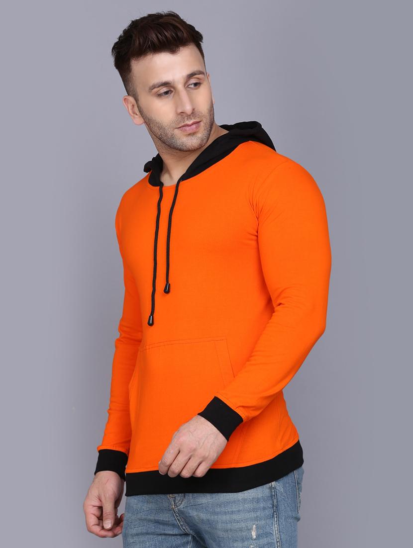 orange solid hooded t-shirt - 17468579 - Standard Image - 1