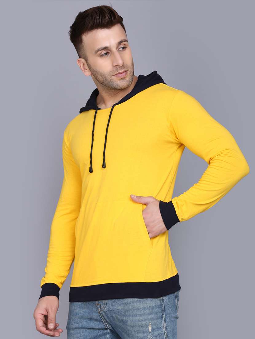 yellow cut & sew hooded t-shirt - 17468581 -  Standard Image - 1