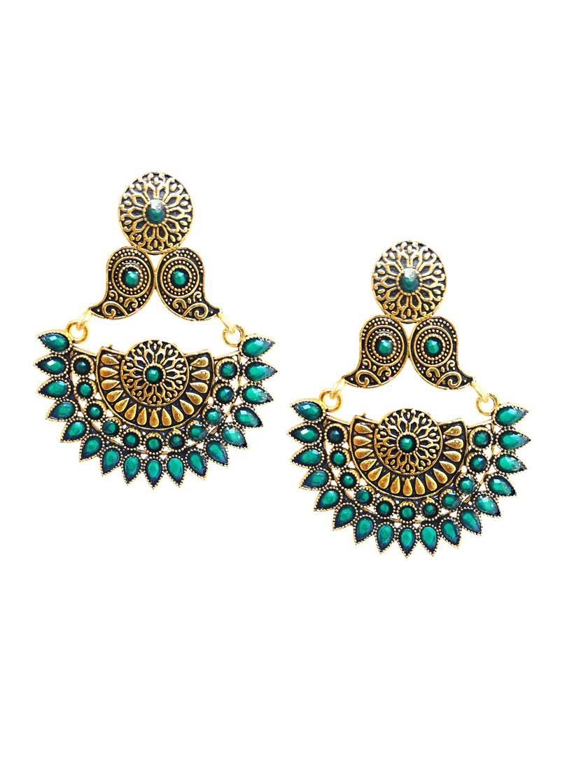 green metal drop earring - 17468674 - Standard Image - 1