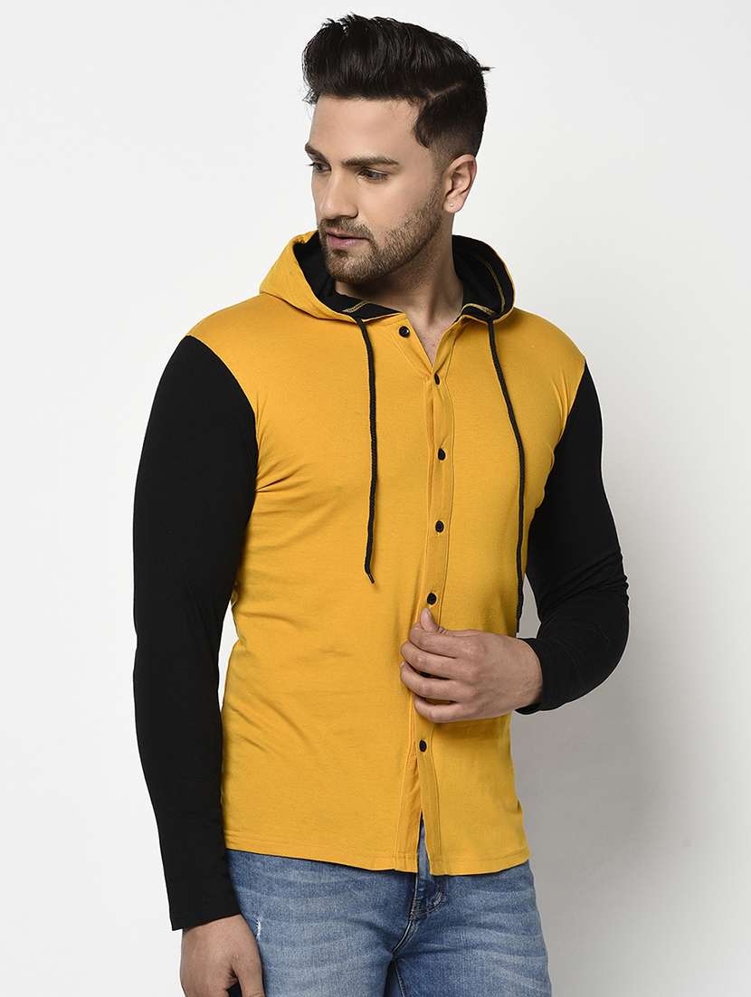 mustard color block hooded t-shirt - 17468695 -  Standard Image - 1