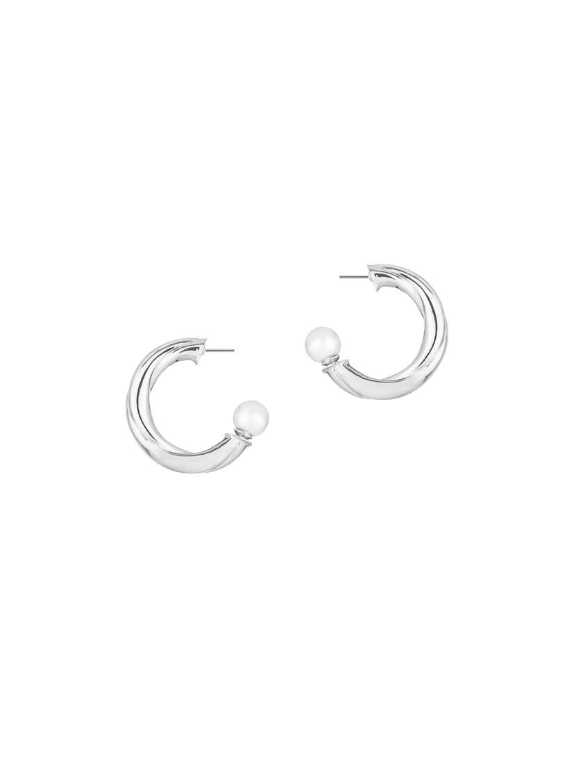 silver metal hoop earring
