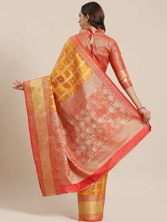self design banarasi saree with blouse - 17468986 -  Standard Image - 1