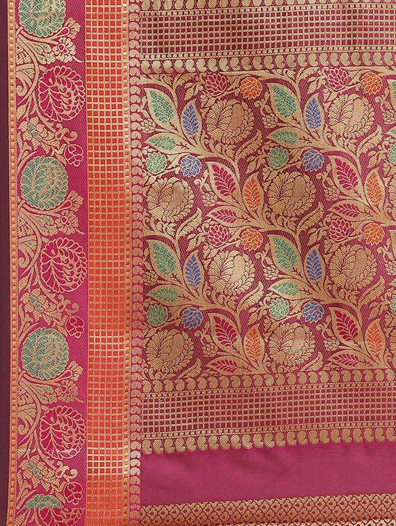 women's banarasi saree with blouse - 17468996 - Standard Image - 4