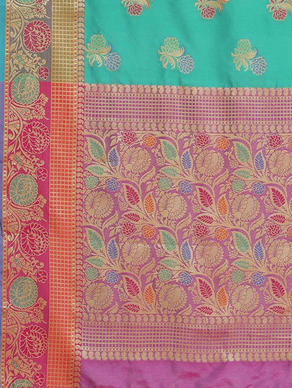 floral banarasi saree with blouse - 17468997 - Standard Image - 4