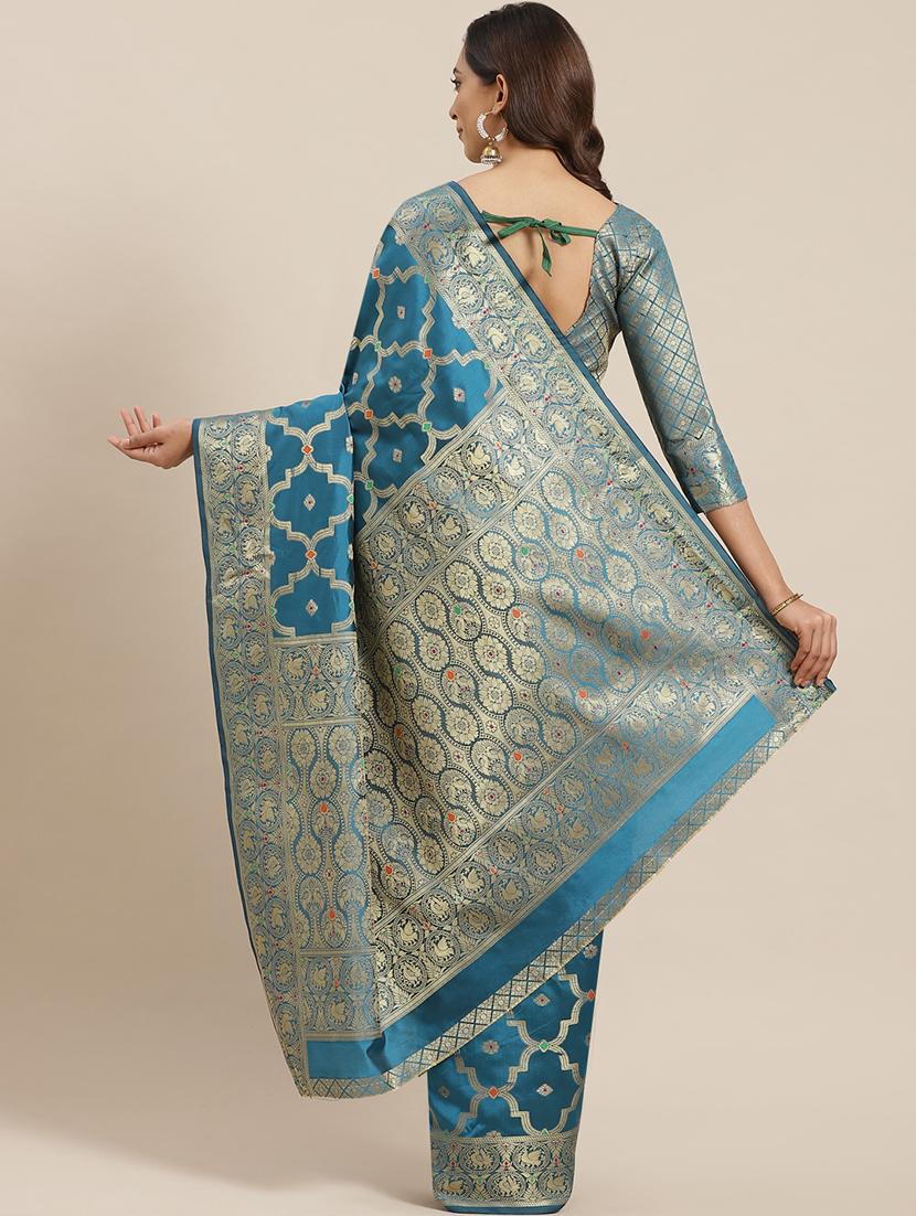 women's banarasi saree with blouse - 17469016 - Standard Image - 1