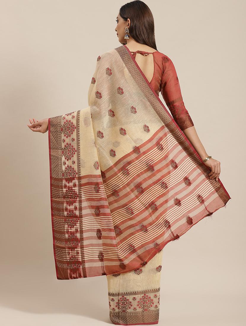 self design woven saree with blouse - 17469026 - Standard Image - 1