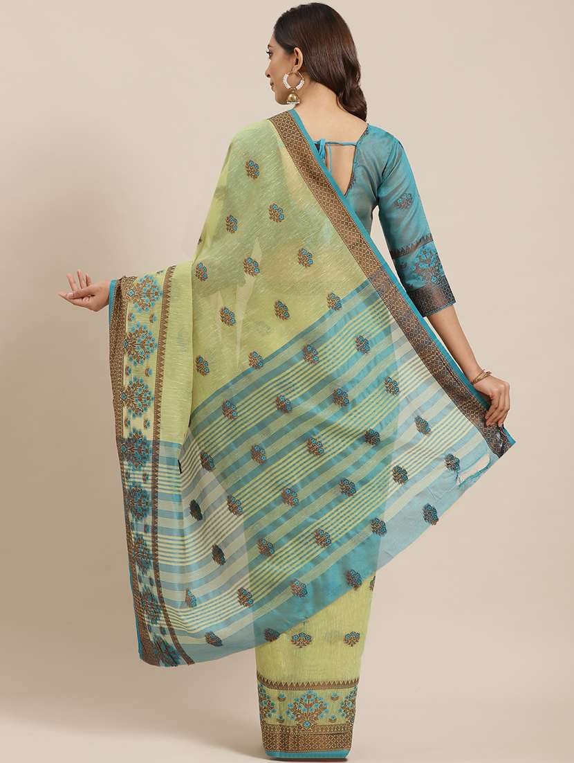 women's self design green colored saree with blouse - 17469027 -  Standard Image - 1