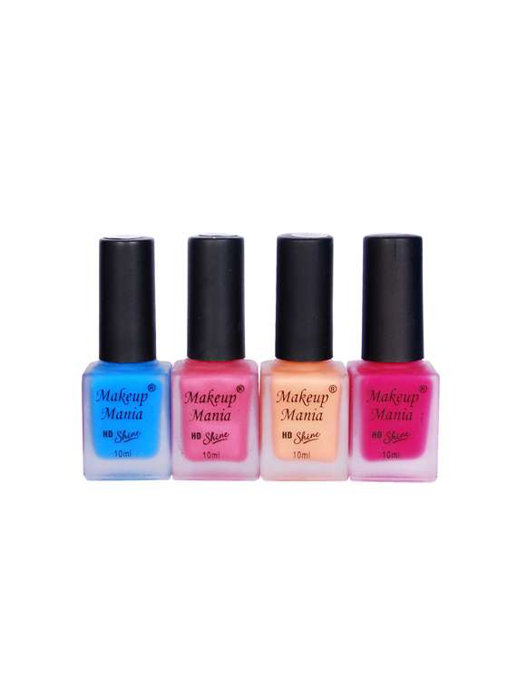 makeup mania nail polish combo, matte nail paint set of 4 pcs x 10ml each, nail polish set (446)
