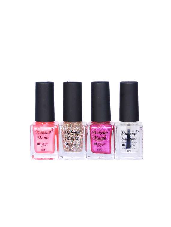 makeup mania nail polish combo, nail paint combo set of 4 pcs x 10ml each, nail polish set (451)