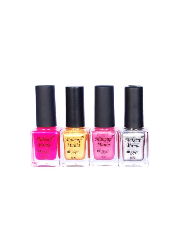 makeup mania nail polish combo, nail paint combo set of 4 pcs x 10ml each, nail polish set (467)
