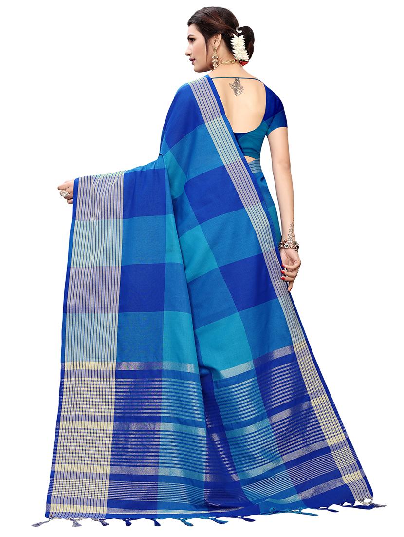 checkered woven saree - 17470439 - Standard Image - 1