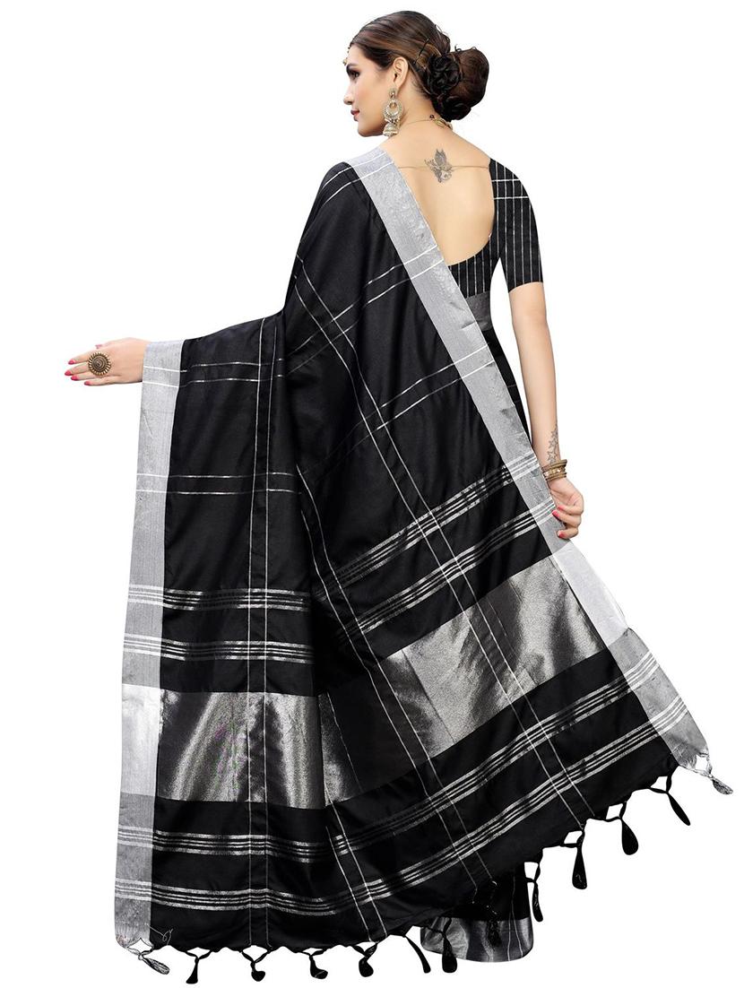 checkered woven saree - 17470451 - Standard Image - 1
