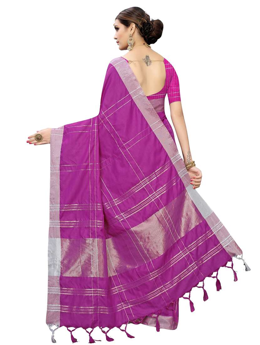 checkered woven saree - 17470455 -  Standard Image - 1