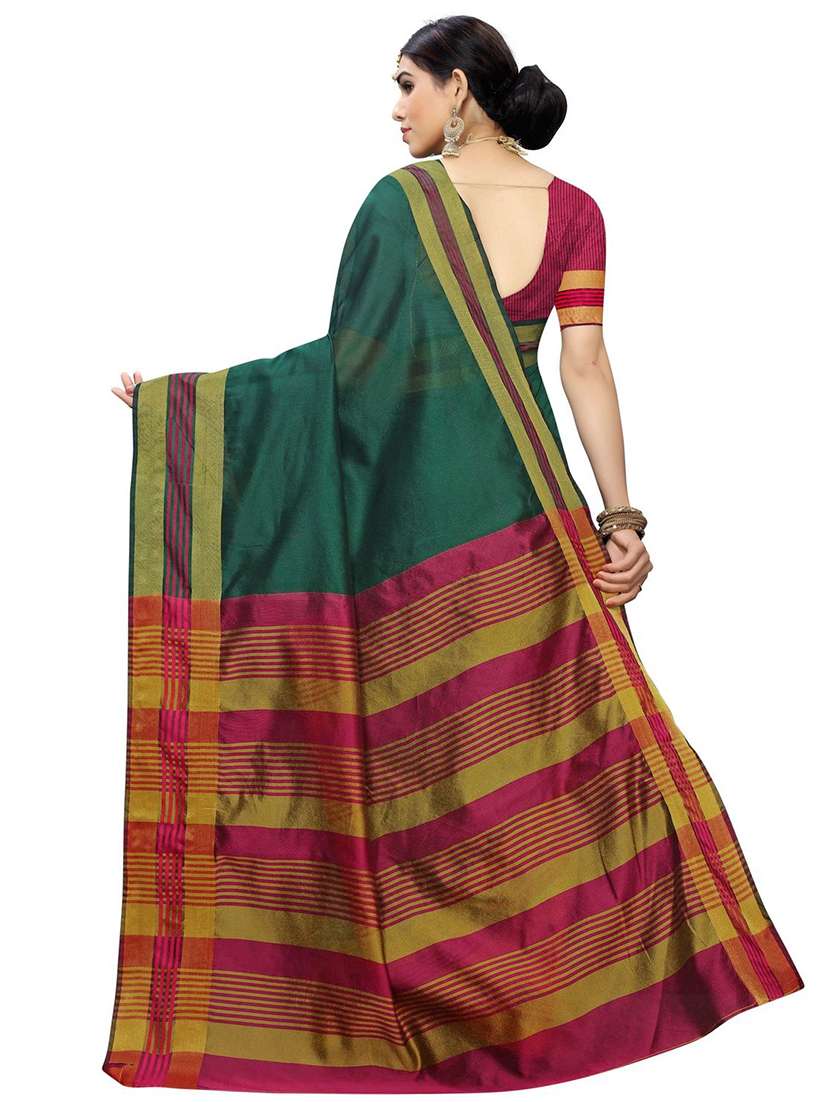 solid bordered woven saree with blouse - 17470458 - Standard Image - 1