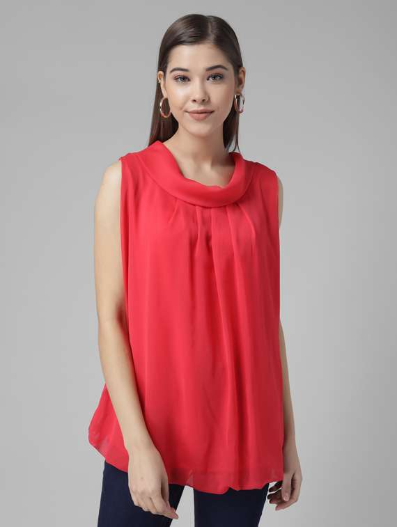 women's a line cowl neck top