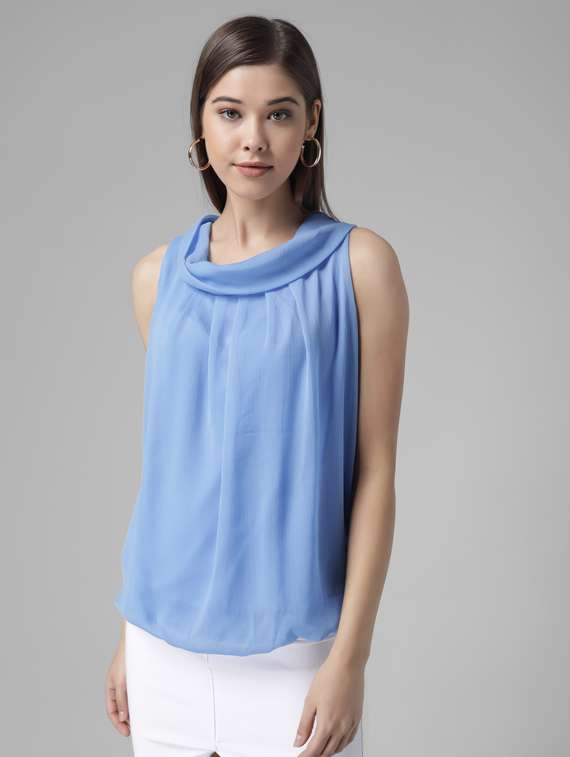 light blue chiffon regular top