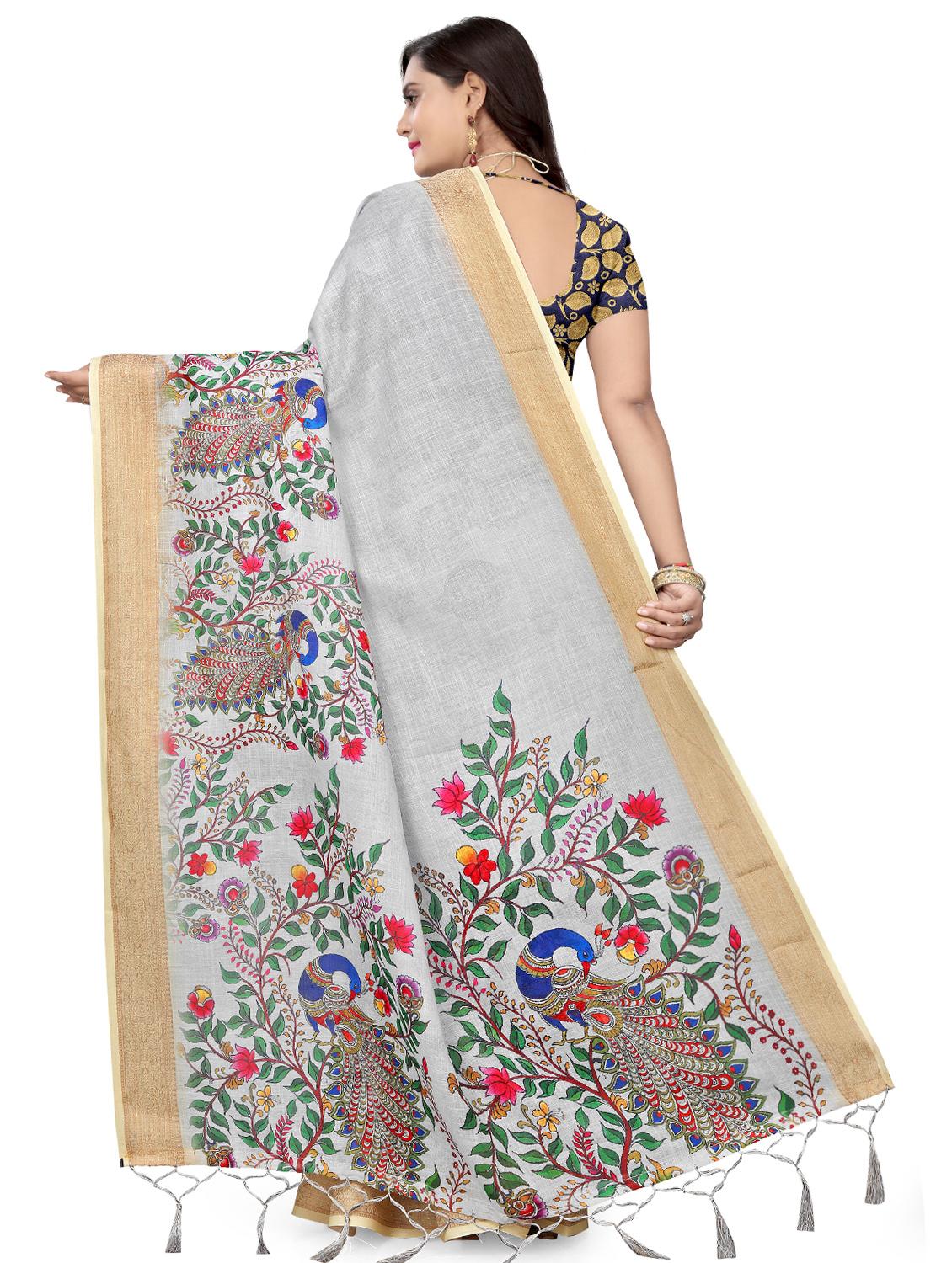 floral printed saree with blouse - 17470775 -  Standard Image - 1