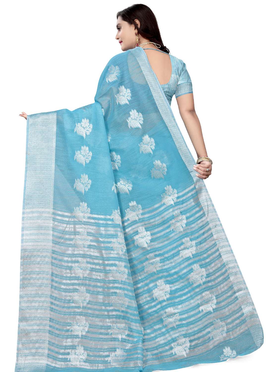 floral banarasi saree with blouse - 17470786 - Standard Image - 1