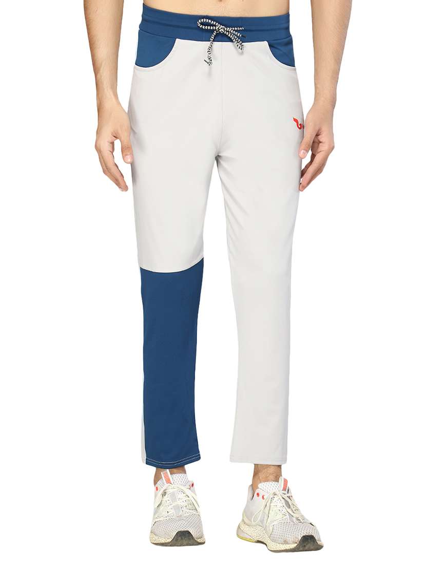 white color block full length track pant