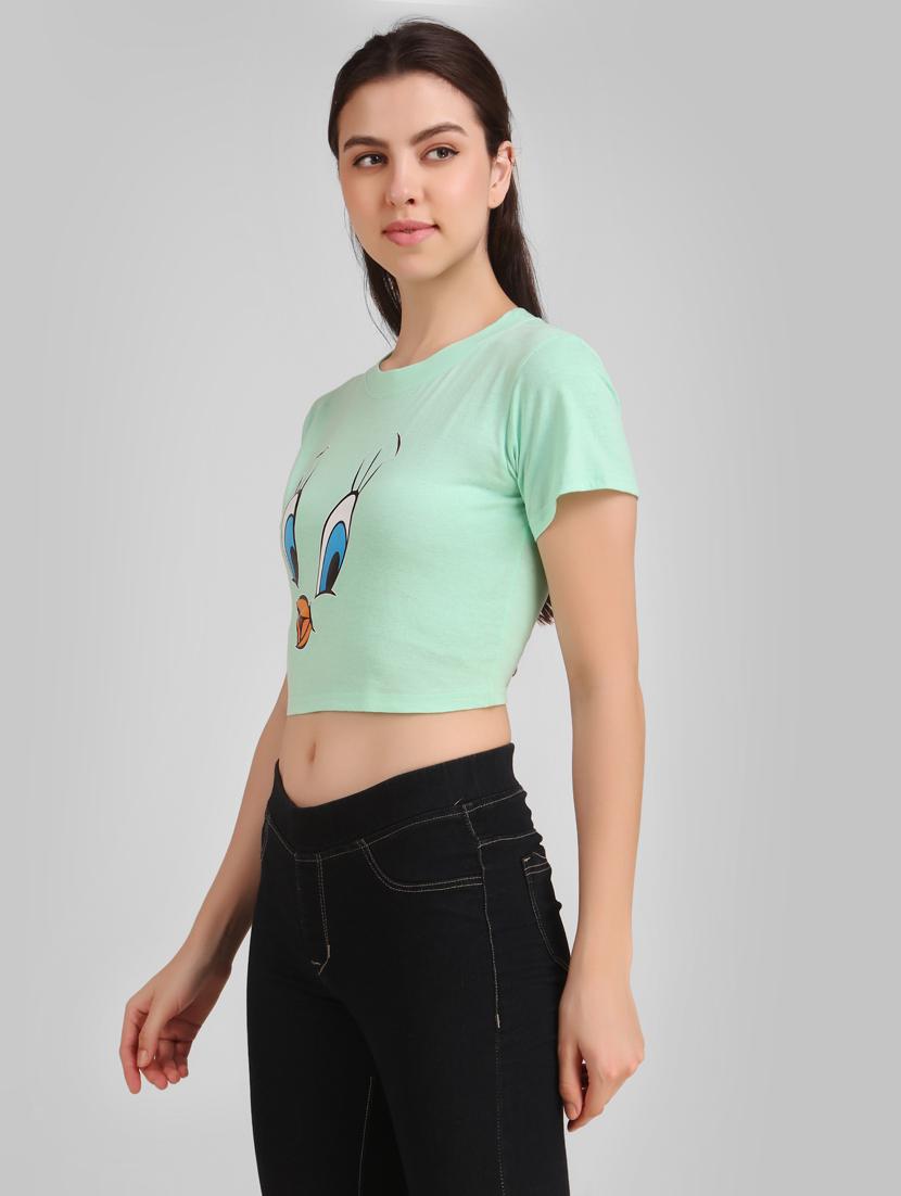 round neck quirky crop tee - 17471214 - Standard Image - 1