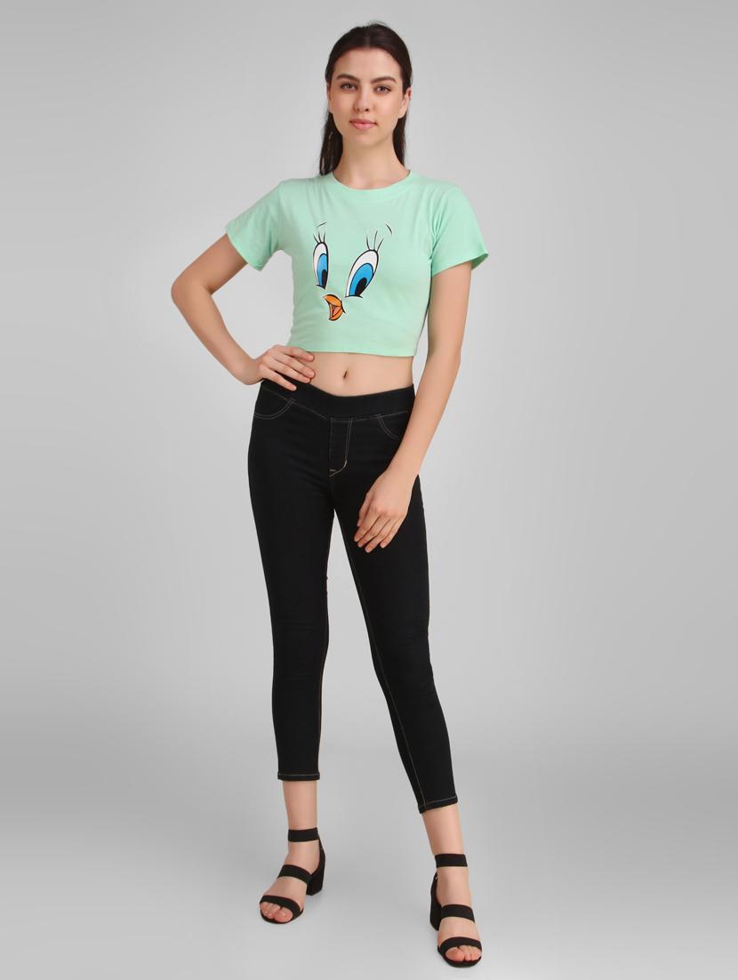 round neck quirky crop tee - 17471214 - Standard Image - 4