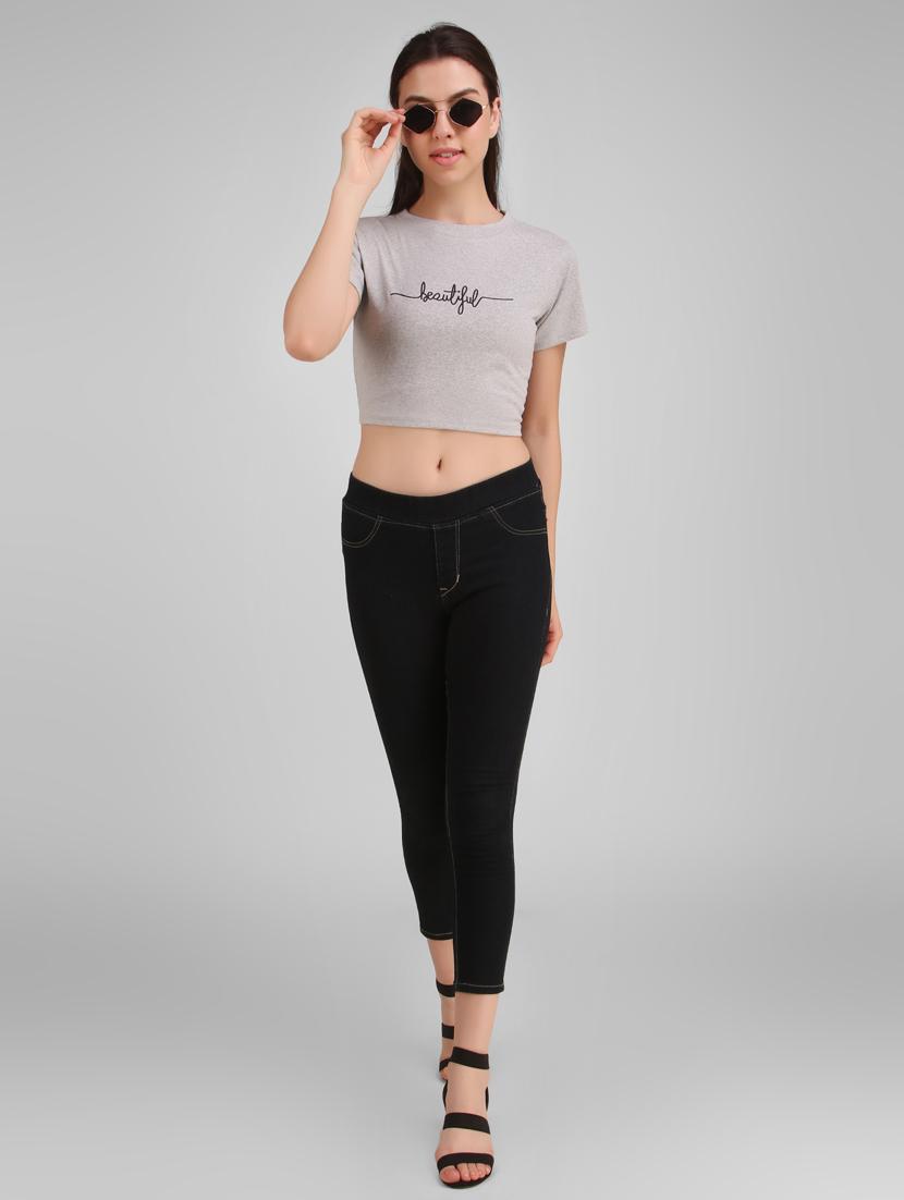 round neck quirky crop tee - 17471223 - Standard Image - 4