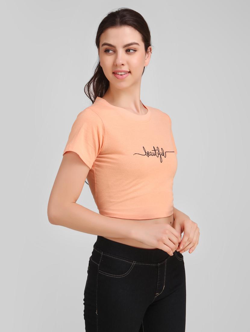 round neck quirky crop tee - 17471224 - Standard Image - 1